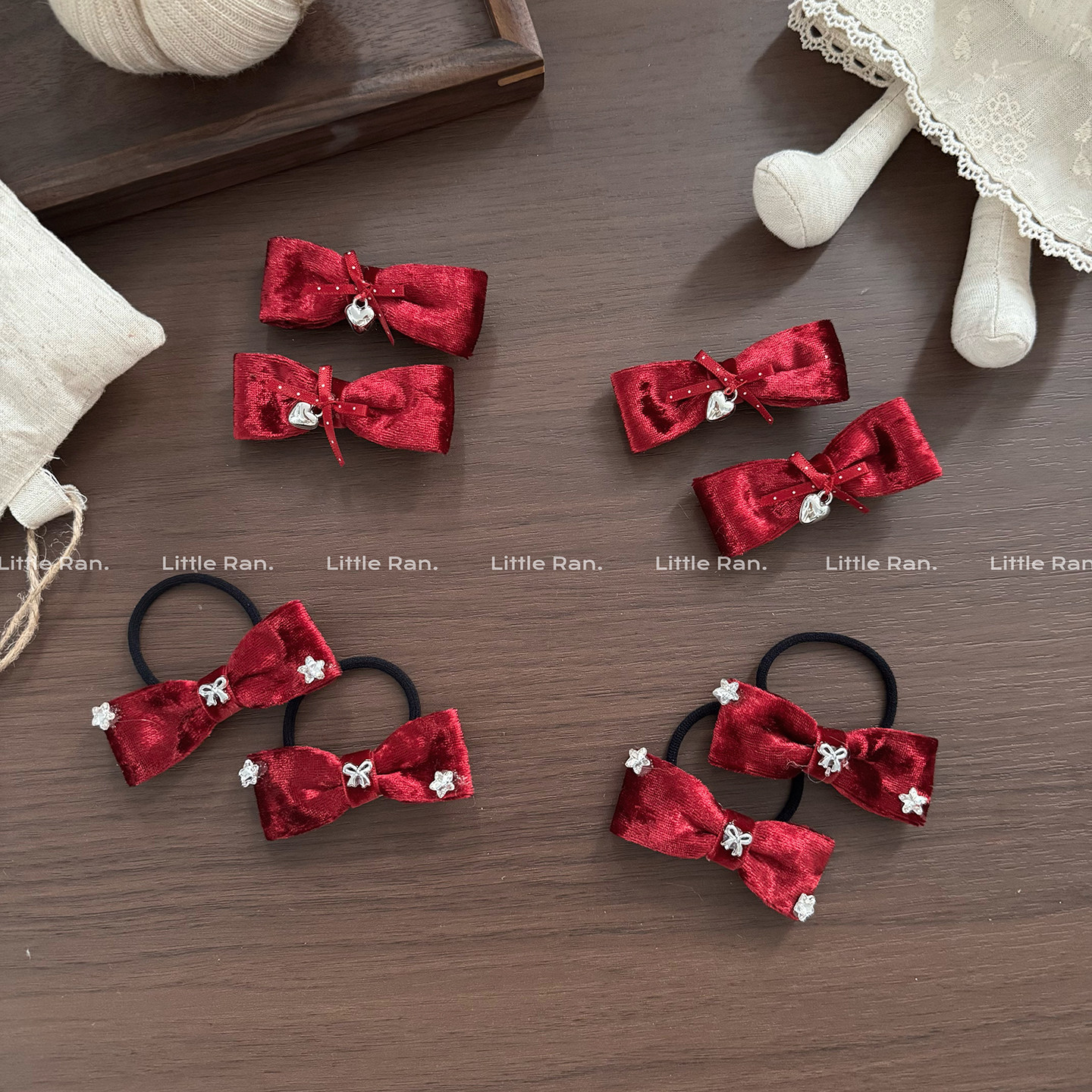 Little Ra新年红色蝴蝶结发圈女童学院风丝绒皮筋高级感发饰,童装/婴儿装/亲子装,发饰,淘宝优惠券,粉丝福利购,淘宝优惠卷