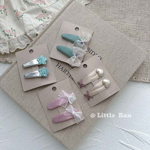 Little Ran儿童发饰韩版简约爱心发夹女童侧边夹宝宝头饰