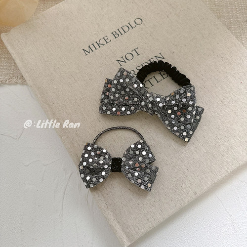 Little Ran 公主气质亮片蝴蝶结皮筋韩国儿童发饰女童扎发绳