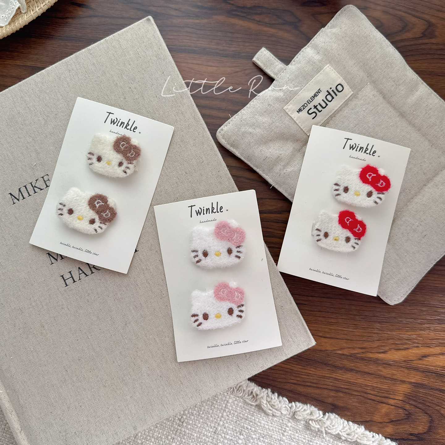 Little Ran  早秋儿童可爱毛绒KT猫发夹女童甜美可爱宝宝侧边夹