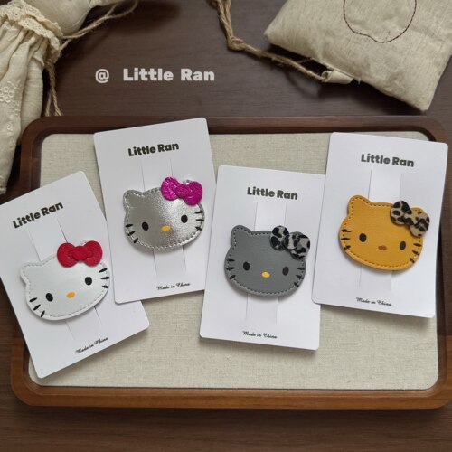Little Ran 不锈钢可爱卡通KT猫发夹女童猫咪头饰发卡侧边夹