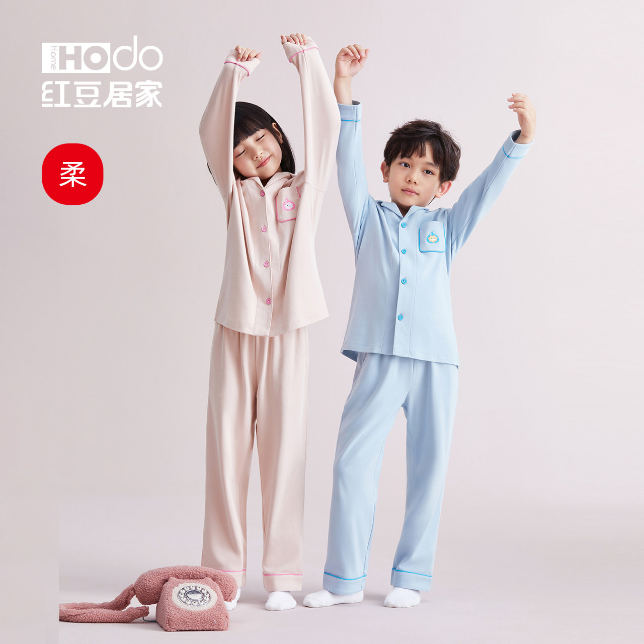 儿童家居服秋冬季长袖长裤A类纯棉红豆居家防螨可外穿男女童睡衣