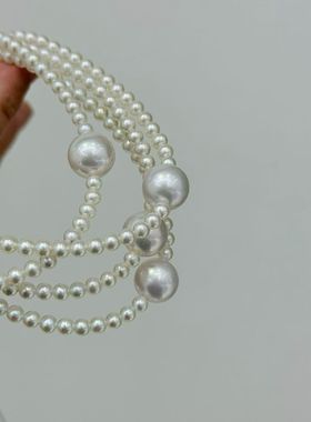 花千树珠宝 施家4毫米小米珠澳白色项链配颗路路通大珠