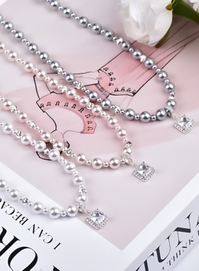 花千树珠宝 气泡方糖项链女款锁骨链轻奢小众设计感高级气质颈链