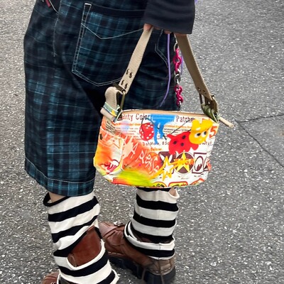 KAGA官方 朋克复古街头涂鸦做旧单肩宽带腋下包