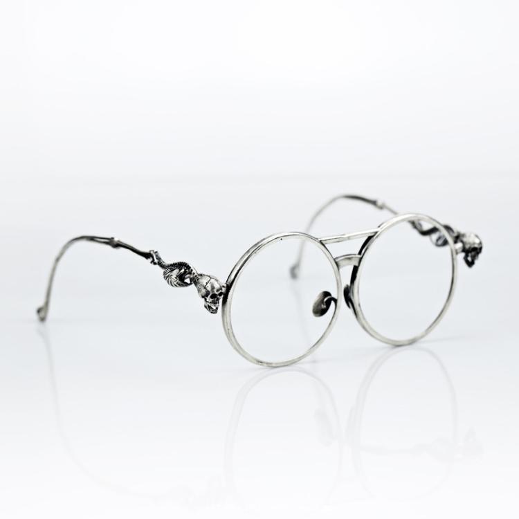 主师手工纯银925一体打造骷髅