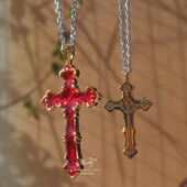 爱 主师法国巴黎归来灵感之作银镀金 献给上帝 十字架血红之色