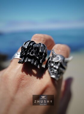 主师2026款出品纯银手工暗黑系喜怒哀乐戒指骷髅s925复古个性指环