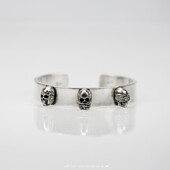 主师原创纯手工2023新款 勿看勿听勿说暗黑骷髅S925纯银手镯