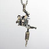 主师2023手工原创S925纯银暗黑系刺青师制作纹身机银饰项链挂坠