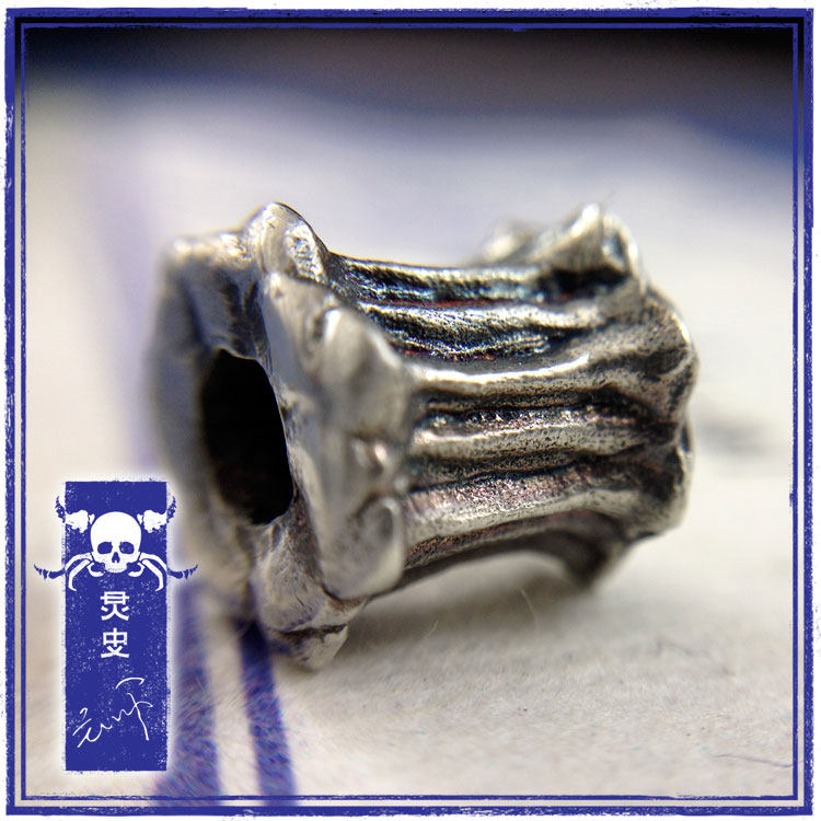 主师原创手工银饰【骷髅骨架桶珠】隔珠DIY佛珠手链手串银饰配件