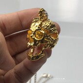 2023主师原创手工骷髅头半脑暗黑分体焊接镀金项链挂坠