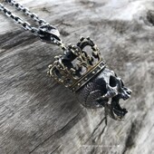 超大号减轻版 主师原创纯银暗黑骷髅皇冠925吊坠项链分体王族 包邮