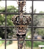 主师原创新款 纯银分体恶灵传说帝王暗黑皇冠骷髅吊坠项链饰品