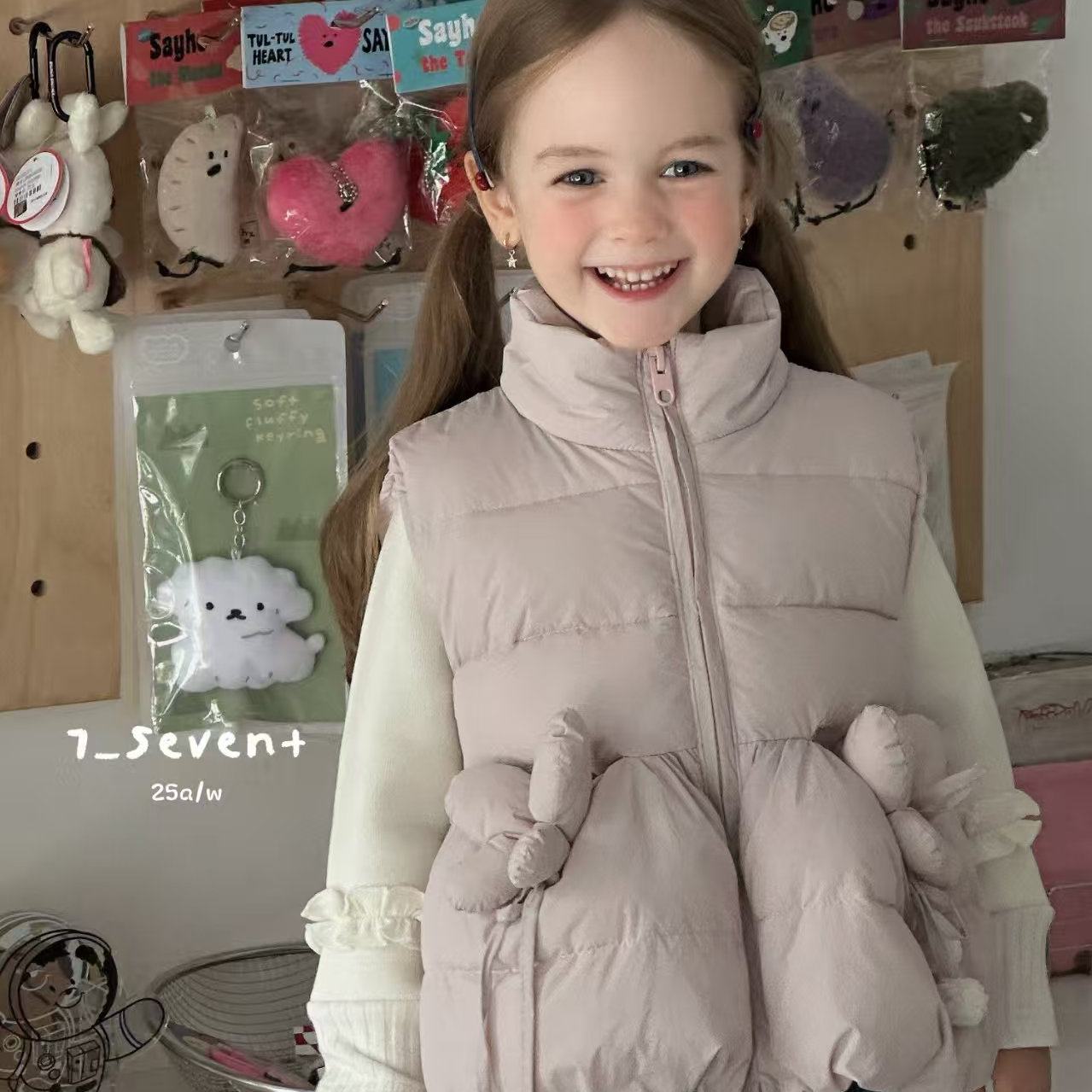 7seven  爆款蝴蝶羽绒马甲小童洋气卡通立领马甲