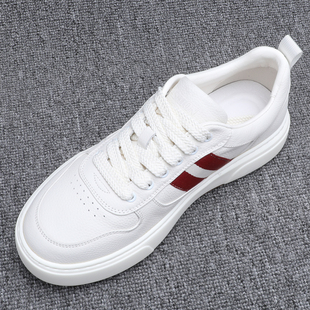 头层牛皮小白鞋男款韩版增高厚底百搭休闲板鞋潮流拼接真皮鞋子男