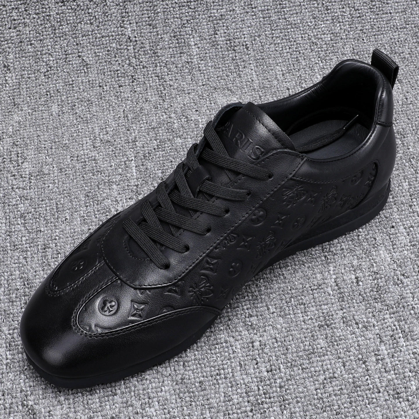 真皮男鞋新款时尚牛皮压花男士休闲皮鞋高档系带板鞋男薄底德训鞋