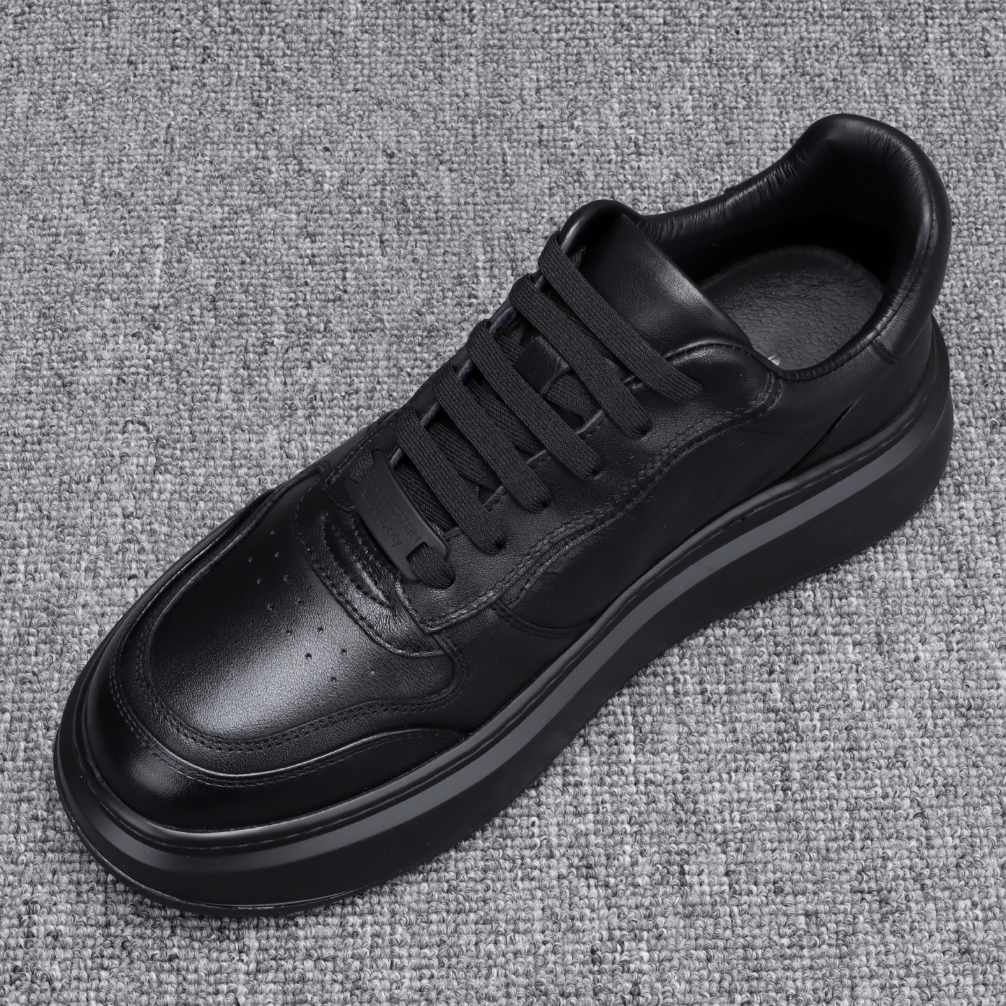 厚底真皮男鞋秋季新款一脚蹬男士增高潮鞋时尚压花牛皮休闲板鞋