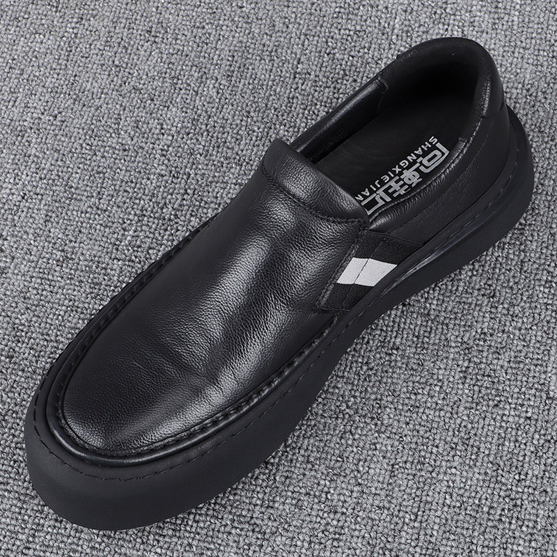 厚底休闲皮鞋男2025秋季新款一脚蹬懒人豆豆鞋日系套口百搭乐福鞋,流行男鞋,休闲皮鞋,淘宝优惠券,粉丝福利购,淘宝优惠卷
