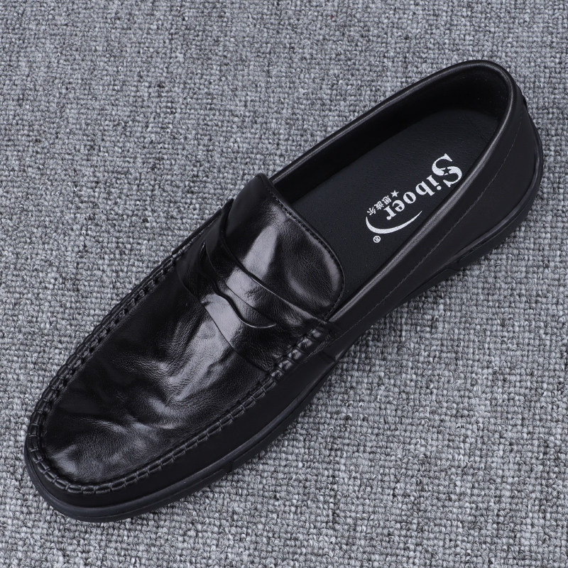 夏季豆豆鞋男素面商务休闲男鞋新款时尚百搭头层牛皮一脚蹬乐福鞋,流行男鞋,乐福鞋（豆豆鞋）,淘宝优惠券,粉丝福利购,淘宝优惠卷