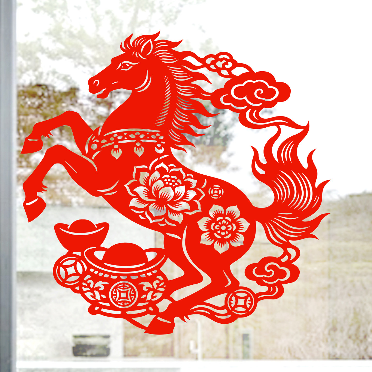 马年窗花12生肖马招财进宝静电贴纸玻璃贴窗户2026新年春节沾水贴,节庆用品/礼品,喜字/剪纸/贴纸,淘宝优惠券,粉丝福利购,淘宝优惠卷