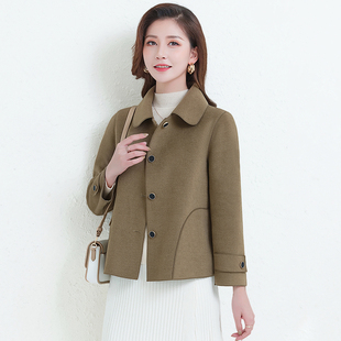 双面呢大衣女短款2025新款春秋冬羊毛呢外套时尚洋气双面绒妈妈装