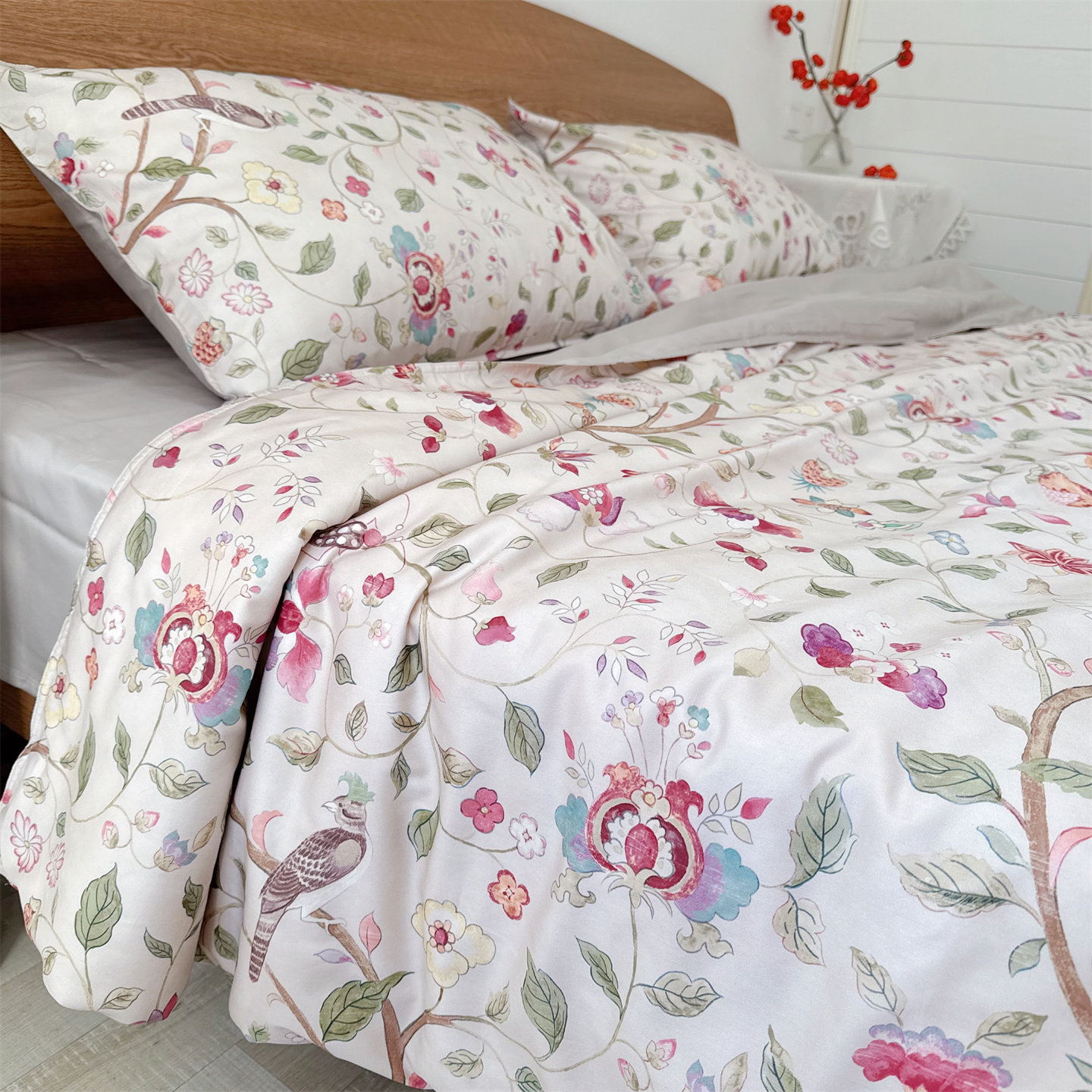 超柔软~出口外贸60支纯棉贡缎长绒棉碎花清新双人四件套200x230