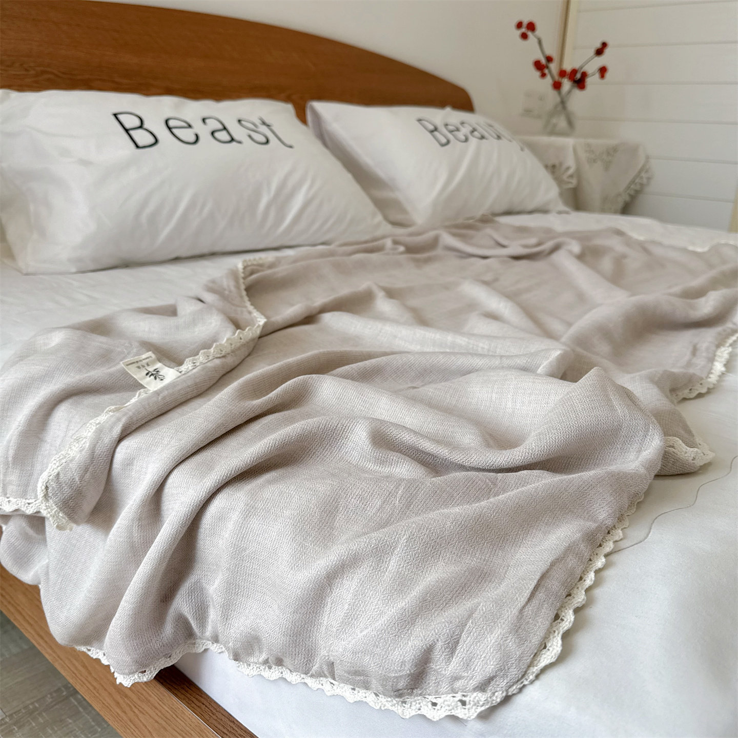 10%罗布麻！外贸出口棉麻纱布花边小薄盖毯子浴巾夏季多用休闲毯