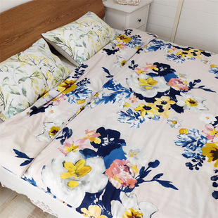 水墨大花 外贸尾料斜纹缎纹全棉双人被套纯棉被罩单件田园200x230