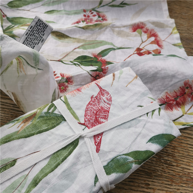 m花鸟外贸原单100%水洗纯亚麻