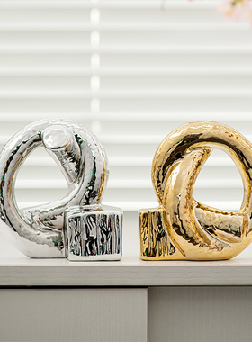 ins摆件北欧金色陶瓷创意电镀摆件家居桌面装饰品玄关工艺品