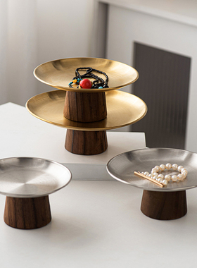中东复古木脚金属首饰盘收纳饰品收纳盘家居室内桌面装饰品摆件
