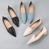 鞋 女欧美新款 舒适软底单鞋 外贸大码 女中口套脚尖头低跟平底女鞋 子