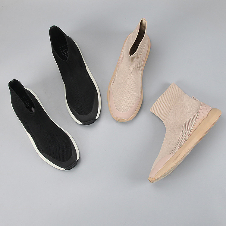 FOREIGN TRADE PLUS SIZE UNITED STATES LOW HEEL STRETCH KNIT SKINNY BOOTS BOOTS FLAT SLEEVE PLATFORM CASUAL BOOTIES WOMENS BOOTS