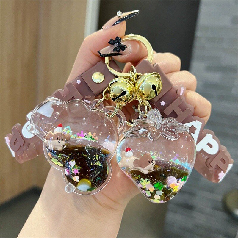 可爱腊肠狗公仔入油流沙挂件创意棒棒糖草莓造型钥匙扣少女心配饰