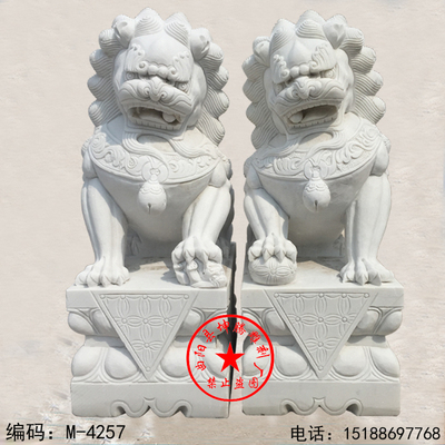 狮子汉白玉工艺品镇宅曲阳石雕