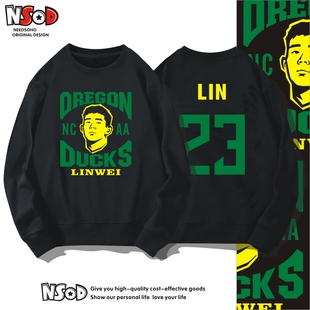 林葳NCAA俄勒冈大学篮球卫衣长袖圆通套头篮球衣服球迷运动休闲男