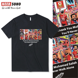 利物浦萨拉赫纪念款T恤短袖足球衣服英超联赛冠军范戴克若塔夏