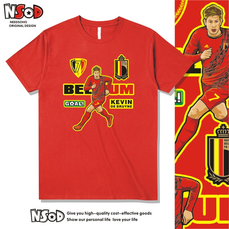 2024欧洲杯比利时短袖T恤足球衣服德布劳内7号国家队球迷文化衫夏