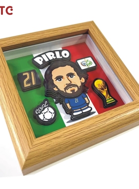 NSTC立体画摆件 意大利皮尔洛世界杯冠军纪念21号足球迷文创摆台
