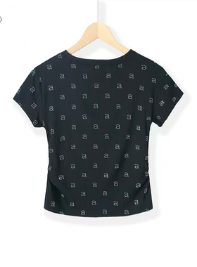 宇犀高品质女装黑色棉弹炀钻四季T恤極轻超柔定制60高支圆领t803