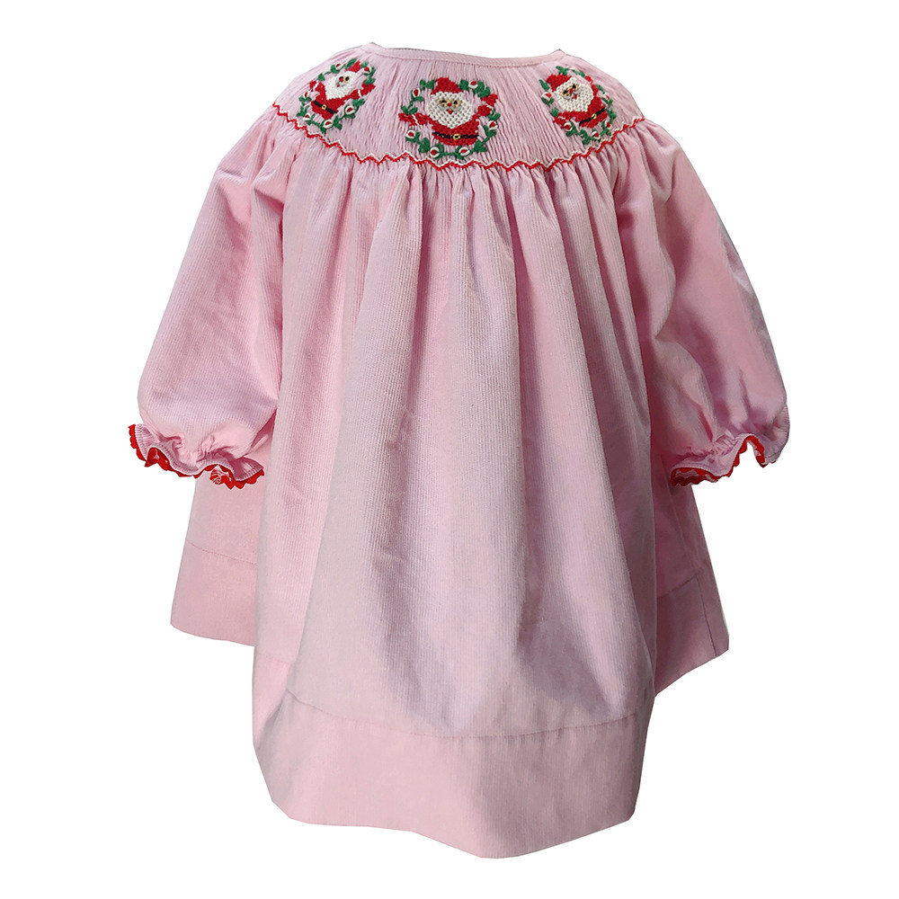 doremi【手工定做】圣诞老人打揽裙女童灯芯绒长袖春秋主教连衣裙