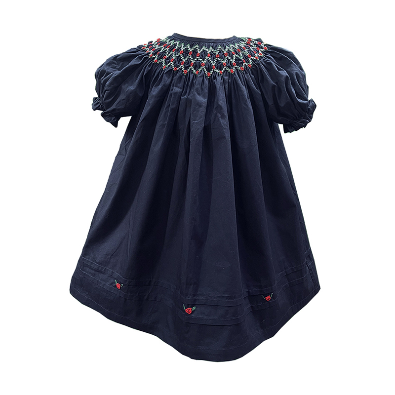 复古女童手工打揽主教连衣裙