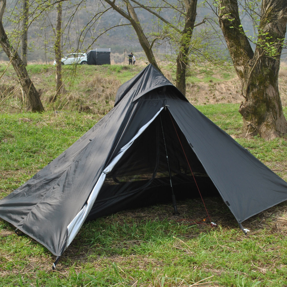 双人轻量化无杆露营帐篷超轻金字塔帐篷含内外帐户外防蚊实用款