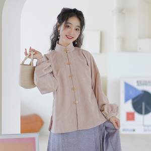 素羽华裳汉服女改良立领衫原创汉元素日常泡泡袖衬衫百搭春夏新款