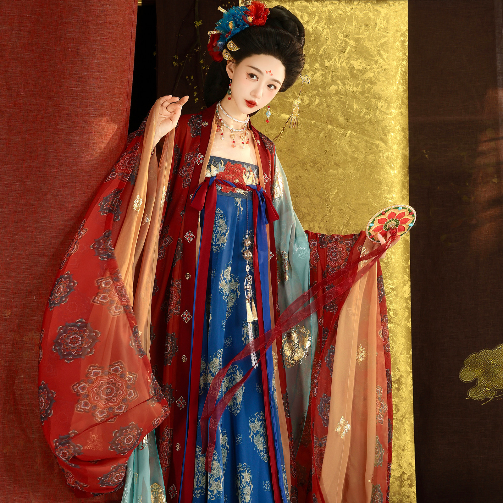 素羽华裳 盛唐公主 唐制汉服女齐胸襦裙复原风大袖衫红色春夏套装