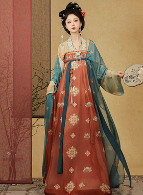 素羽华裳 芳华国色 新款复原唐制汉服女齐胸襦裙原创正品春夏套装