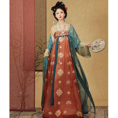 素羽华裳 芳华国色 新款复原唐制汉服女齐胸襦裙原创正品春夏套装