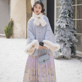 素羽华裳 秋冬套装 春雪 明制汉服女仿妆花马面裙毛呢昭君袄新中式