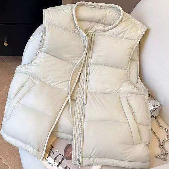 通勤保暖纯色拉链坎肩马甲棉服女